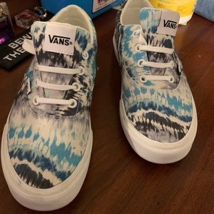 Blue & white tye dye vans